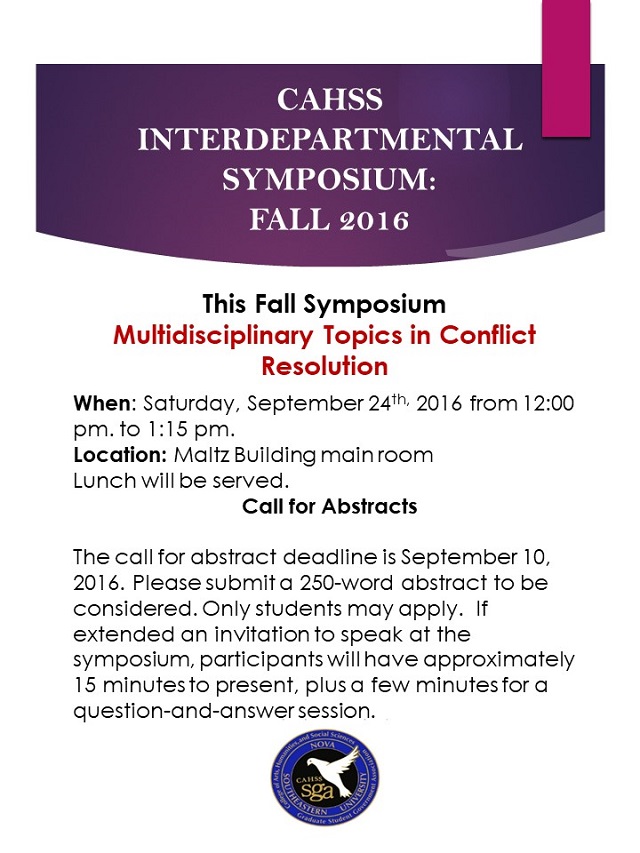 Fall 2016: Multidisciplinary Topics in Conflict Resolution