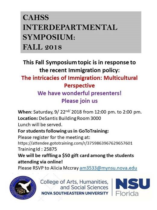 Fall 2018: The Intricacies of Immigration: A Multicultural Perspective