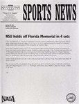 NSU Sports News - 1997-10-18 - Women's Volleyball - "NSU holds off Florida Memorial in 4 sets" by Nova Southeastern University