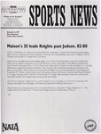 NSU Sports News - 1997-12-16 - Men's Basketball - "Maison's 35 leads Knights past Judson, 82-80" by Nova Southeastern University