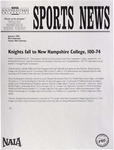 NSU Sports News - 1998-01-02 - Men's Basketball - "Knights fall to New Hampshire College, 100-74" by Nova Southeastern University