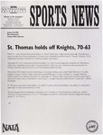 NSU Sports News - 1998-01-28 - Men's Basketball - "St. Thomas holds off Knights, 70-63" by Nova Southeastern University