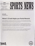 NSU Sports News - 1998-01-31 - Men's Basketball - "Maison's 22 leads Knights past Florida Memorial" by Nova Southeastern University