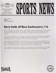 NSU Sports News - 1998-02-05 - Baseball - "Barry holds off Nova Southeastern, 7-6" by Nova Southeastern University