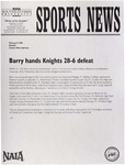 NSU Sports News - 1998-02-11 - Baseball - "Barry hands Knights 28-6 defeat" by Nova Southeastern University