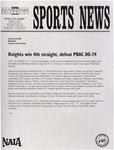 NSU Sports News - 1998-02-18 - Basketball - "Knights win 4th straight, defeat PBAC 80-74" by Nova Southeastern University