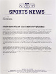 NSU Sports News - 1998-08-31 - Soccer - "Soccer teams kick off season tomorrow (Tuesday)" by Nova Southeastern University