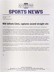 NSU News Release - 1998-09-15 - Volleyball - "NSU defeats Lions, captures second straight win" by Nova Southeastern University