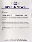 NSU News Release - 1998-09-22 - Volleyball - "Knights fall to No. 23 Palm Beach in 5 sets" by Nova Southeastern University