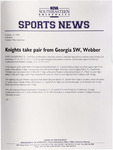 NSU News Release - 1998-10-16 - Volleyball - "Knights take pair from Georgia SW, Webber" by Nova Southeastern University