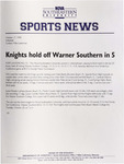 NSU News Release - 1998-10-17 - Volleyball - "Knights hold off Warner Southern in 5" by Nova Southeastern University