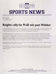 NSU Sports News - 1999-01-08 - Men's Basketball - "Knights rally for 91-83 win past Webber" by Nova Southeastern University