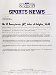 NSU Sports News - 1999-01-08 - Women's Basketball - "No. 12 Transylvania (KY) holds of Knights, 56-53" by Nova Southeastern University