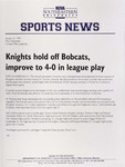 NSU Sports News - 1999-01-16 - Men's Basketball - "Knights hold off Bobcats, improve to 4-0 in league play" by Nova Southeastern University