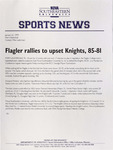 NSU Sports News - 1999-01-22 - Men's Basketball - "Flagler rallies to upset Knights, 85-81" by Nova Southeastern University