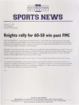 NSU Sports News - 1999-02-15 - Men's Basketball - "Knights rally for 60-58 win past FMC" by Nova Southeastern University