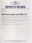 NSU Sports News - 1999-02-26 - Baseball - "Bello leads Knights past PBAC, 11-4" by Nova Southeastern University