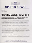 NSU Sports News - 1999-03-08 - Weekly Update - Softball - "'Hansley Watch' down to 6" by Nova Southeastern University