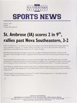 NSU Sports News - 1999-03-09 - Baseball - "St. Ambrose (IA) scores 2 in 9th , rallies past Nova Southeastern, 3-2" by Nova Southeastern University