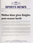 NSU Sports News - 1999-04-23 - Baseball - "Molina blast gives Knights post-season berth" by Nova Southeastern University