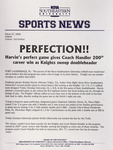 NSU Sports News - 2000-03-27 - Softball - "PERFECTION!! Harvin's perfect game gives Coach Handler 200th career win as Knights sweep doubleheader" by Nova Southeastern University