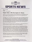 NSU Sports News - 2000-03-29 - Softball - "Knights Rally to Win One Against St. Thomas" by Nova Southeastern University