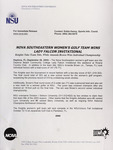 NSU News Release - 2003-09-28 - Nova Southeastern Women's Golf Team Wins Lady Falcon Invitational by Nova Southeastern University