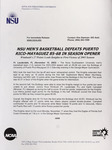NSU News Release - 2003-11-15 - NSU Men's Basketball Defeats Puerto Rico-Mayaguez 85-68 in Season Opener by Nova Southeastern University