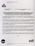 NSU News Release - 2004-01-14 - Nova Southeastern University Men's Basketball Pulls Off Thrilling 63-62 Victory Over Lynn University