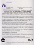 NSU News Release - 2004-02-06 - Nova Southeastern University Baseball Team Wins Season-Opener vs. Montevallo 8-7 in 12 Innings