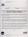 NSU News Release - 2004-02-06 - Nova Southeastern University Softball Team Splits First Day of Osprey Invitational by Nova Southeastern University