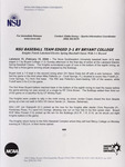 NSU News Release - 2004-02-15 - NSU Baseball Team Edged 3-1 by Bryant College by Nova Southeastern University