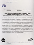 NSU News Release - 2004-03-09 - Nova Southeastern University Baseball Team Knocks off Bloomfield College 14-2 by Nova Southeastern University