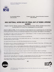 NSU News Release - 2004-03-14 - NSU Softball Wins Big in Final Day at Rebel Spring Games by Nova Southeastern University