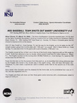 NSU News Release - 2004-03-19 - NSU Baseball Team Shuts Out Barry University 4-0