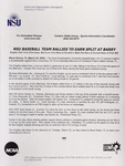 NSU News Release - 2004-03-20 - NSU Baseball Team Rallies to Earn Split at Barry