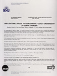 NSU News Release - 2004-04-04 - NSU Softball Falls to Florida Gulf Coast University in Doubleheader by Nova Southeastern University