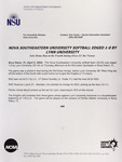 NSU News Release - 2004-04-08 - Nova Southeastern University Softball Edged 1-0 by Lynn University