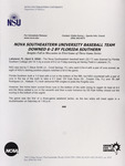NSU News Release - 2004-04-09 - Nova Southeastern University Baseball Team Downed 6-2 by Florida Southern