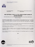 NSU News Release - 2004-04-09 - NSU Softball Falls 1-0 to Lynn in First Game of Doubleheader