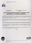 NSU News Release - 2004-04-14 - Nova Southeastern University Baseball Team Defeated 13-1 by Barry University by Nova Southeastern University
