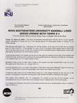NSU News Release - 2004-04-23 - Nova Southeastern University Baseball Loses Series Opener With Tampa 9-1 by Nova Southeastern University