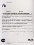 NSU News Release - 2004-04-27 - NSU Baseball Team Rallies Past Barry University 9-5 by Nova Southeastern University