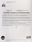 NSU News Release - 2004-05-07 - NSU Baseball Team Falls 2-0 to Florida Southern