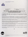 NSU News Release - 2004-05-08 - NSU Baseball Team Loses Season Finale 15-8 to Florida Southern College