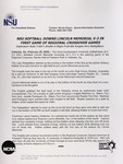NSU News Release - 2005-02-25 - NSU Softball Downs Lincoln Memorial 5-3 in First Game of Regional Crossover Games