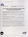 NSU News Release - 2005-03-20 - NSU Softball Defeats-Minnesota-Duluth in First Game of Final Day of Rebel Games by Nova Southeastern University