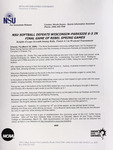 NSU News Release - 2005-03-20 - NSU Softball Defeats Wisconsin-Parkside 6-5 in Final Game of Rebel Spring Games by Nova Southeastern University