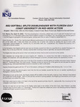 NSU News Release - 2005-04-19 - NSU Softball Splits Doubleheader With Florida Gulf Coast University in Mid-Week Action