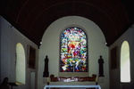 Church at Tréhorenteur- stained glass window, Arthurian scenes by James Doan